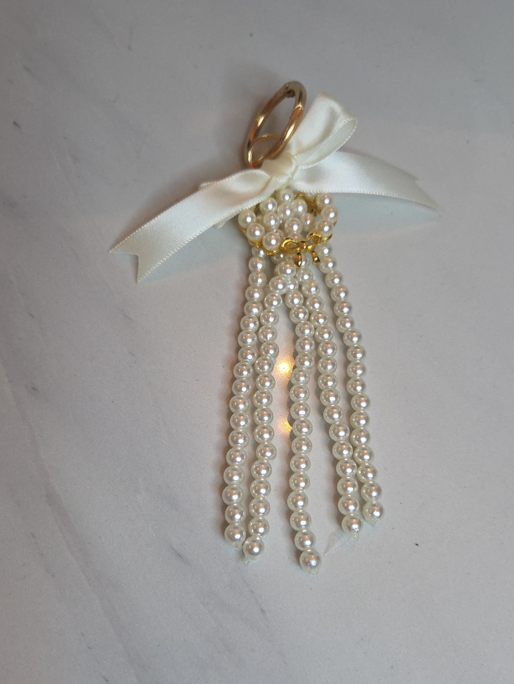 Pearl Tassel with Ivory Bow Bag Charm